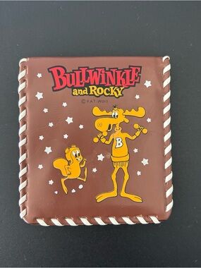 Bullwinkle and Rocky Vintage Wallet - Brown with Yellow Graphics